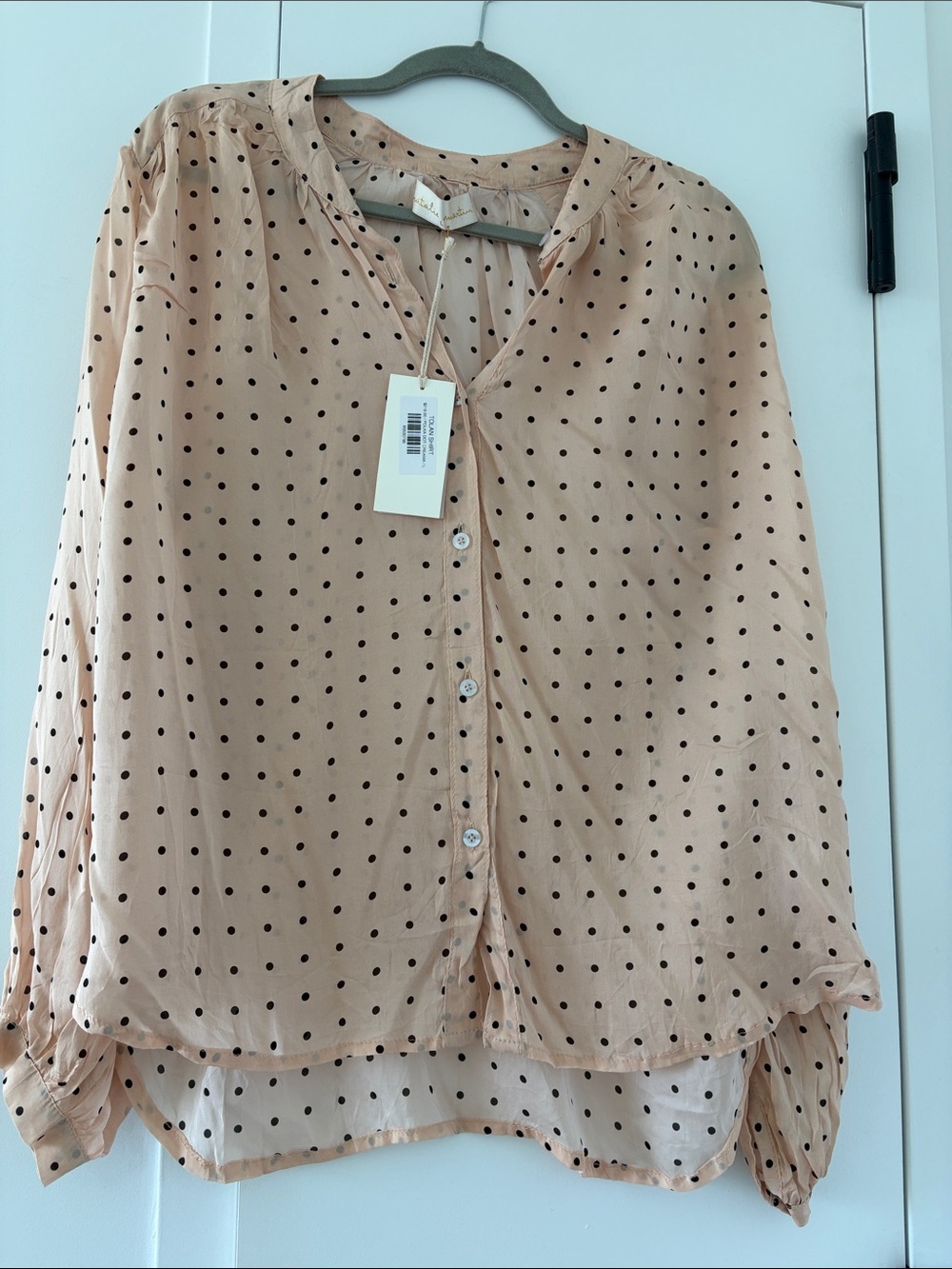 Natalie Martin Blush Polka Dot Button-Front Shirt